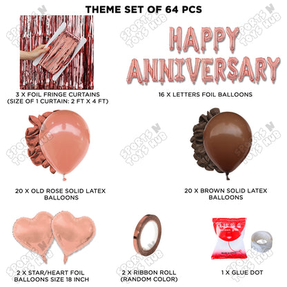 Happy Anniversary Rose Gold Vintage Foil Letter Curtain Theme Collection