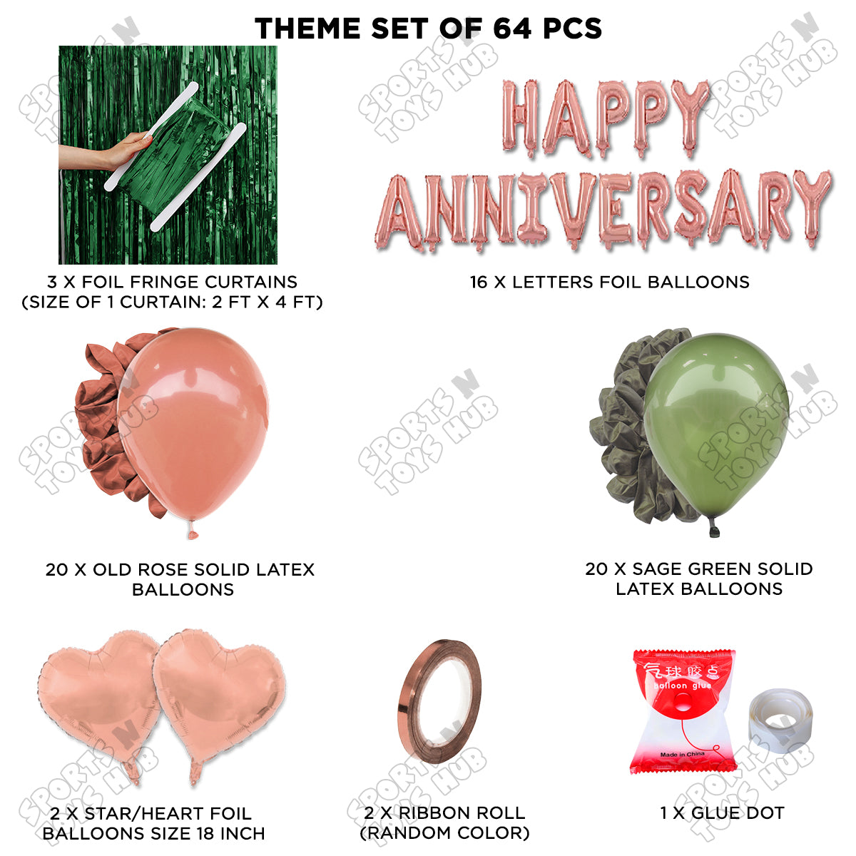 Happy Anniversary Rose Gold Vintage Foil Letter Curtain Theme Collection