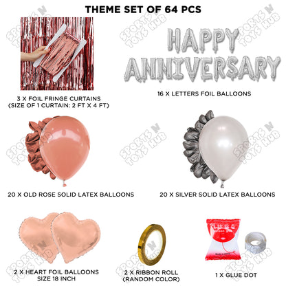 Happy Anniversary Silver Foil Letter Curtain Theme Collection