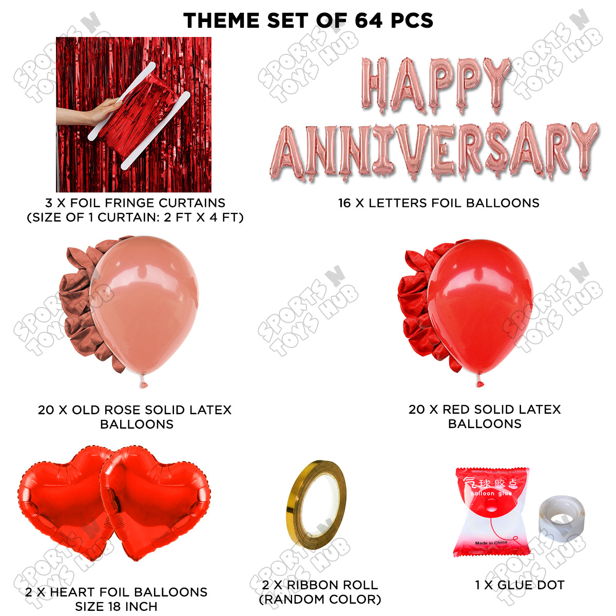 Happy Anniversary RoseGold Foil Letter Curtain Theme Collection