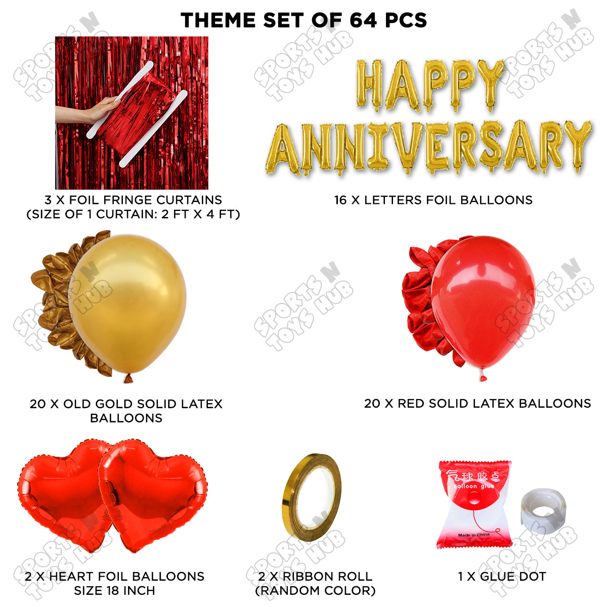 Happy Anniversary Gold Foil Letter Curtain Theme Collection