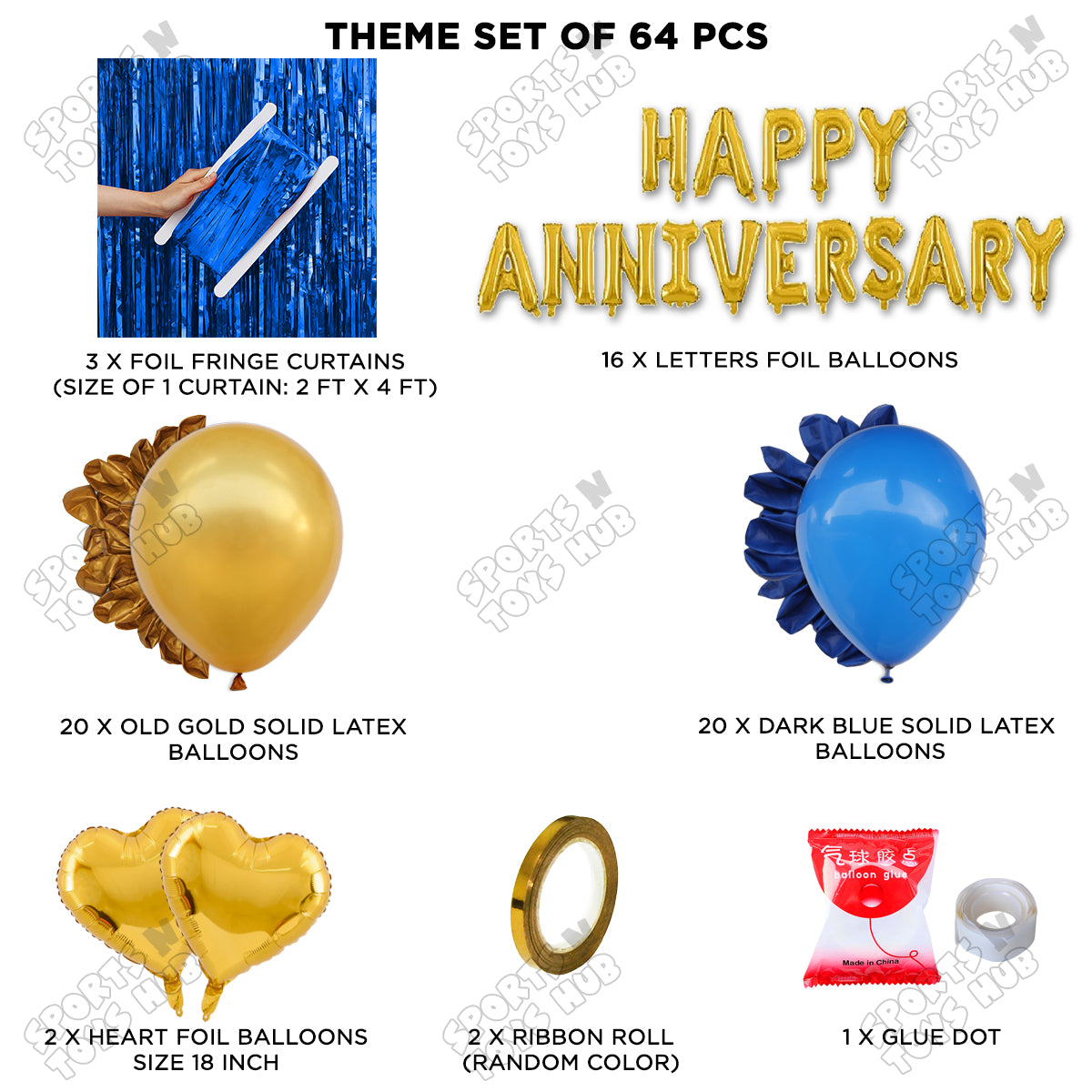 Happy Anniversary Gold Foil Letter Curtain Theme Collection