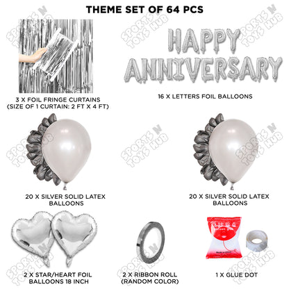 Happy Anniversary Silver Foil Letter Curtain Theme Collection