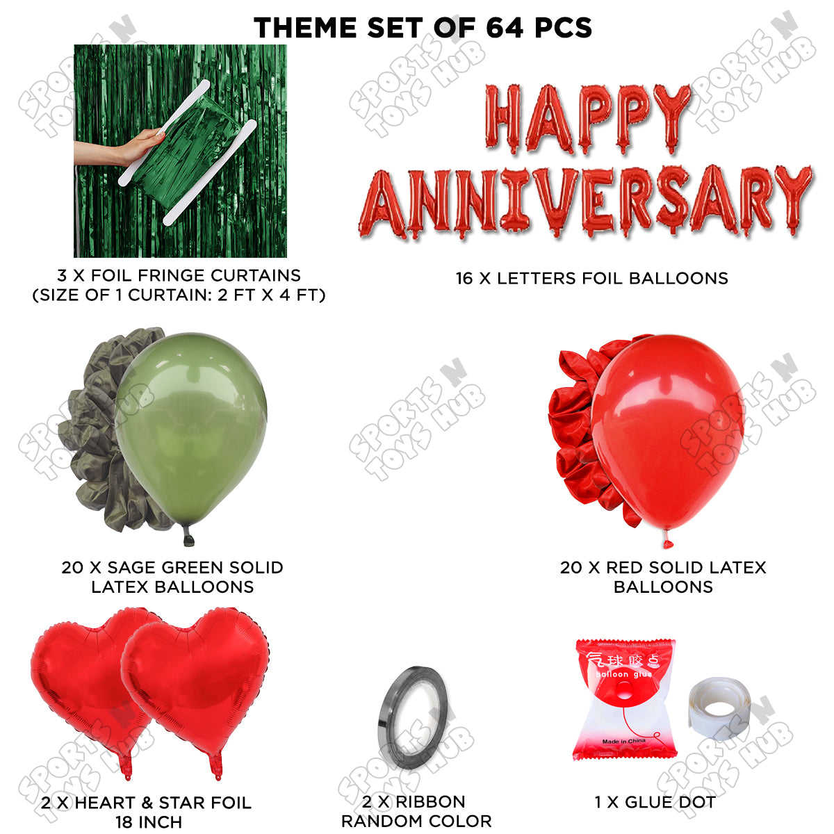 Happy Anniversary Red Foil Letter Curtain Theme Collection