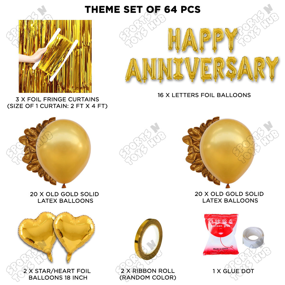 Happy Anniversary Gold Foil Letter Curtain Theme Collection