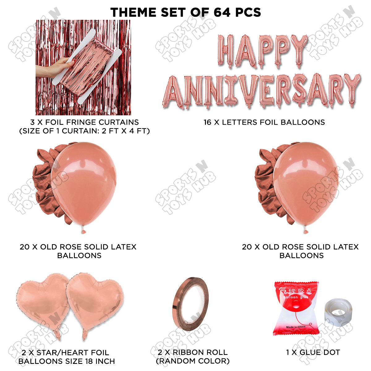 Happy Anniversary RoseGold Foil Letter Curtain Theme Collection