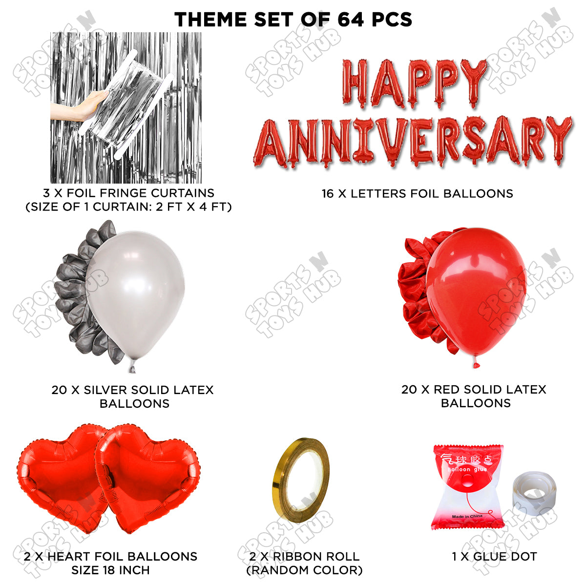Happy Anniversary Red Foil Letter Curtain Theme Collection