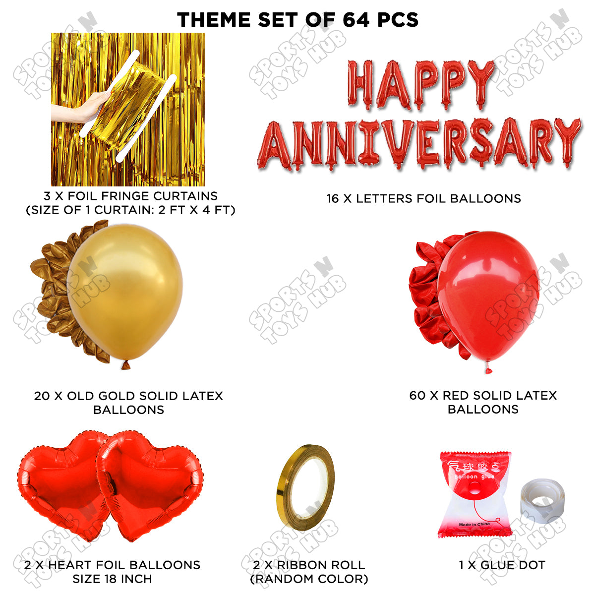 Happy Anniversary Red Foil Letter Curtain Theme Collection