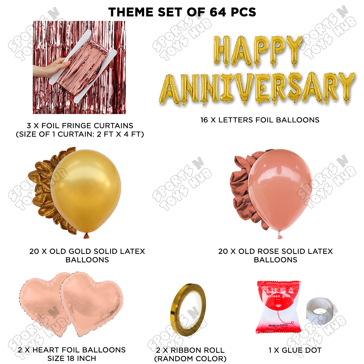 Happy Anniversary Gold Foil Letter Curtain Theme Collection