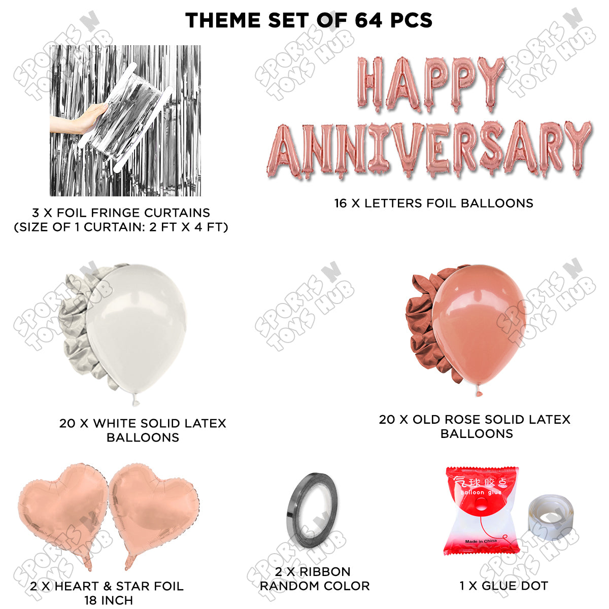 Happy Anniversary RoseGold Foil Letter Curtain Theme Collection