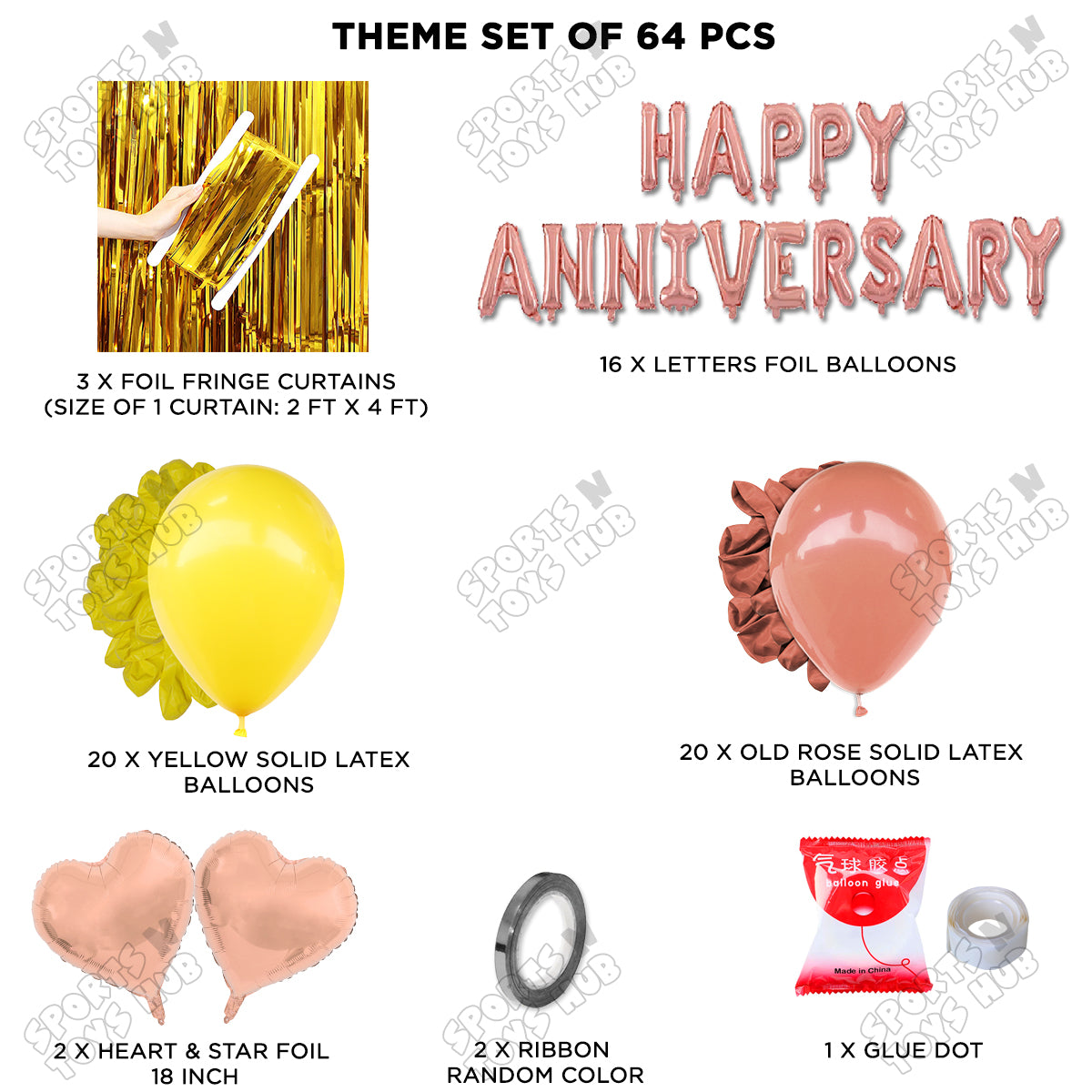 Happy Anniversary Rose Gold Vintage Foil Letter Curtain Theme Collection