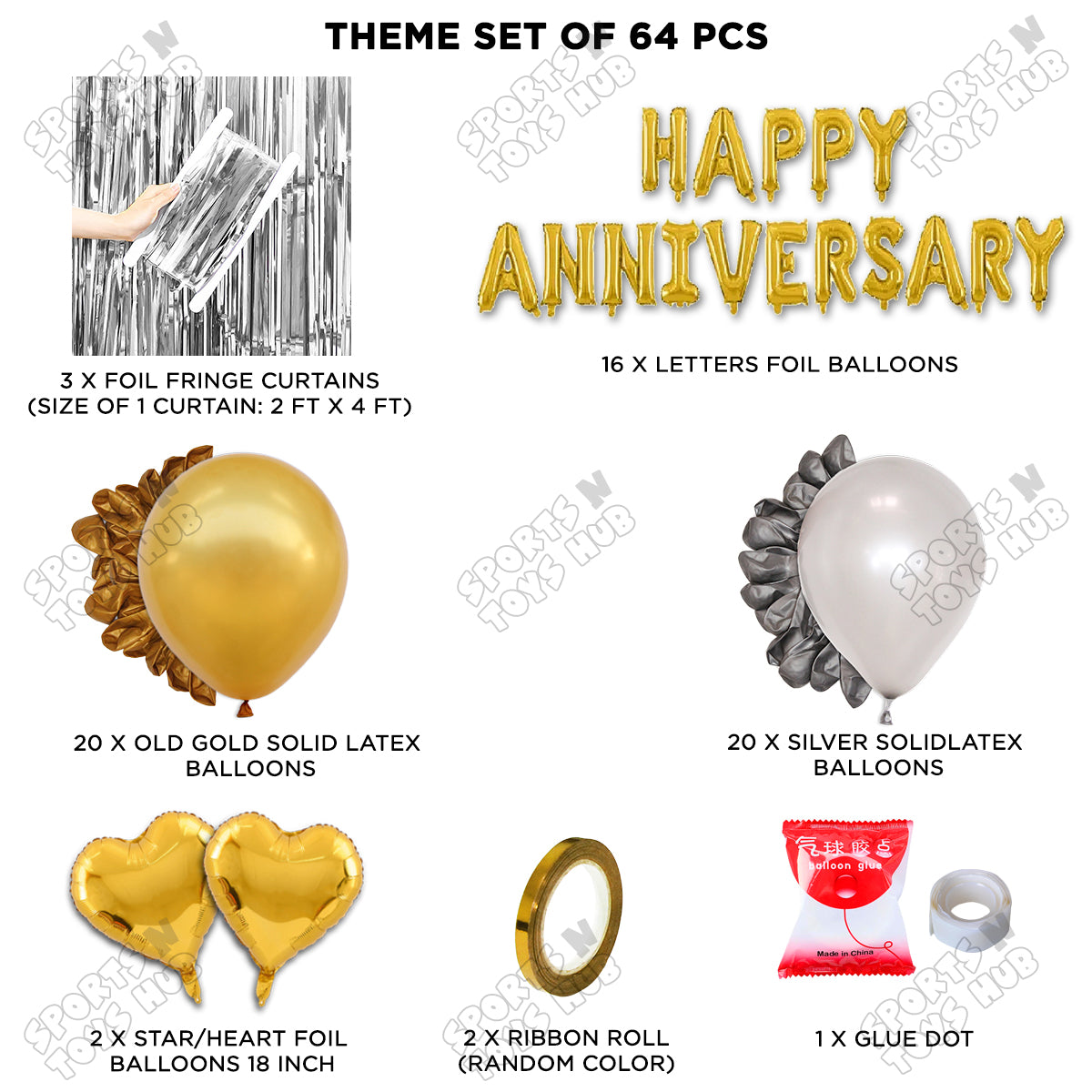 Happy Anniversary Gold Foil Letter Curtain Theme Collection