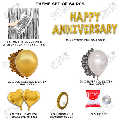 Happy Anniversary Gold Foil Letter Curtain Theme Collection
