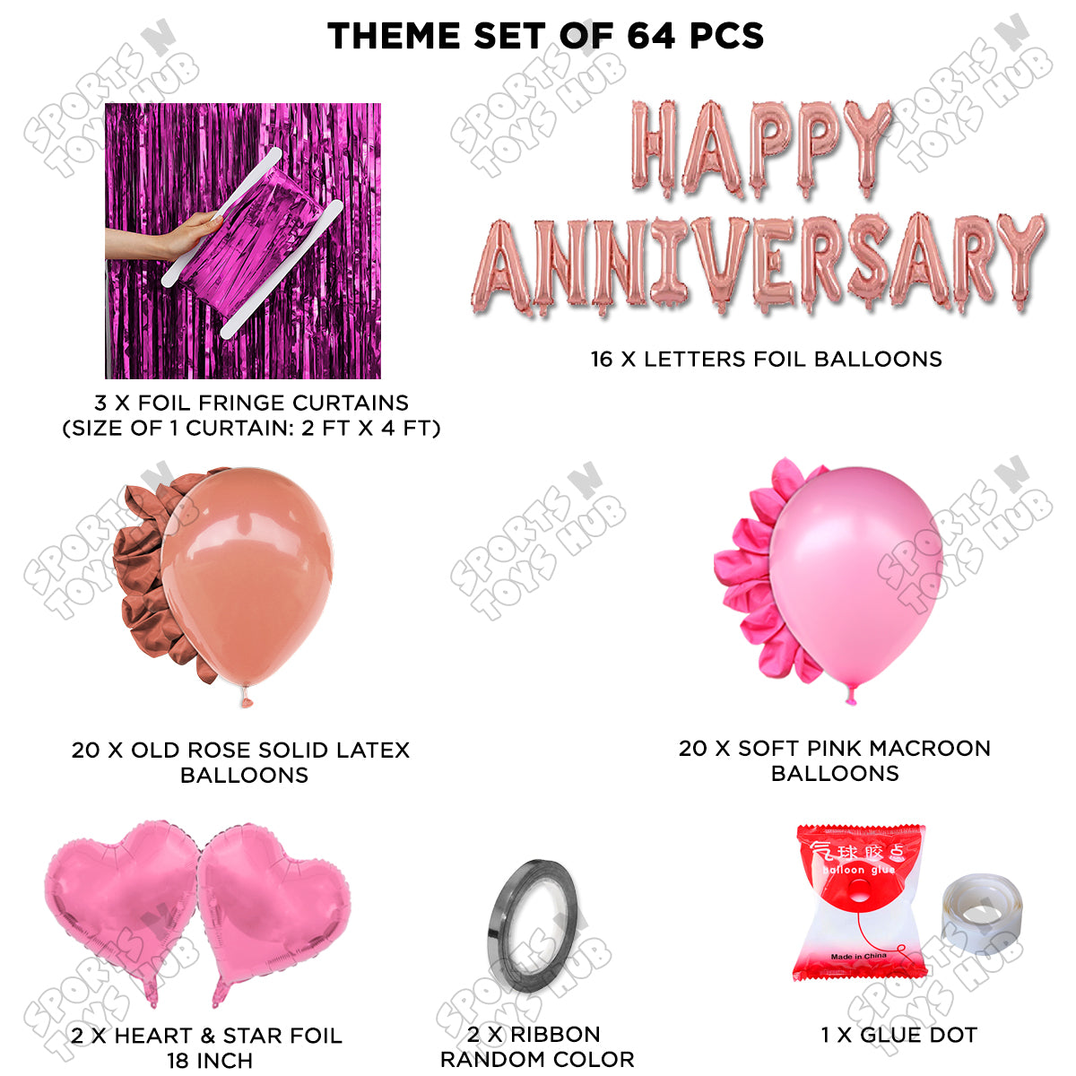 Happy Anniversary RoseGold Foil Letter Curtain Theme Collection