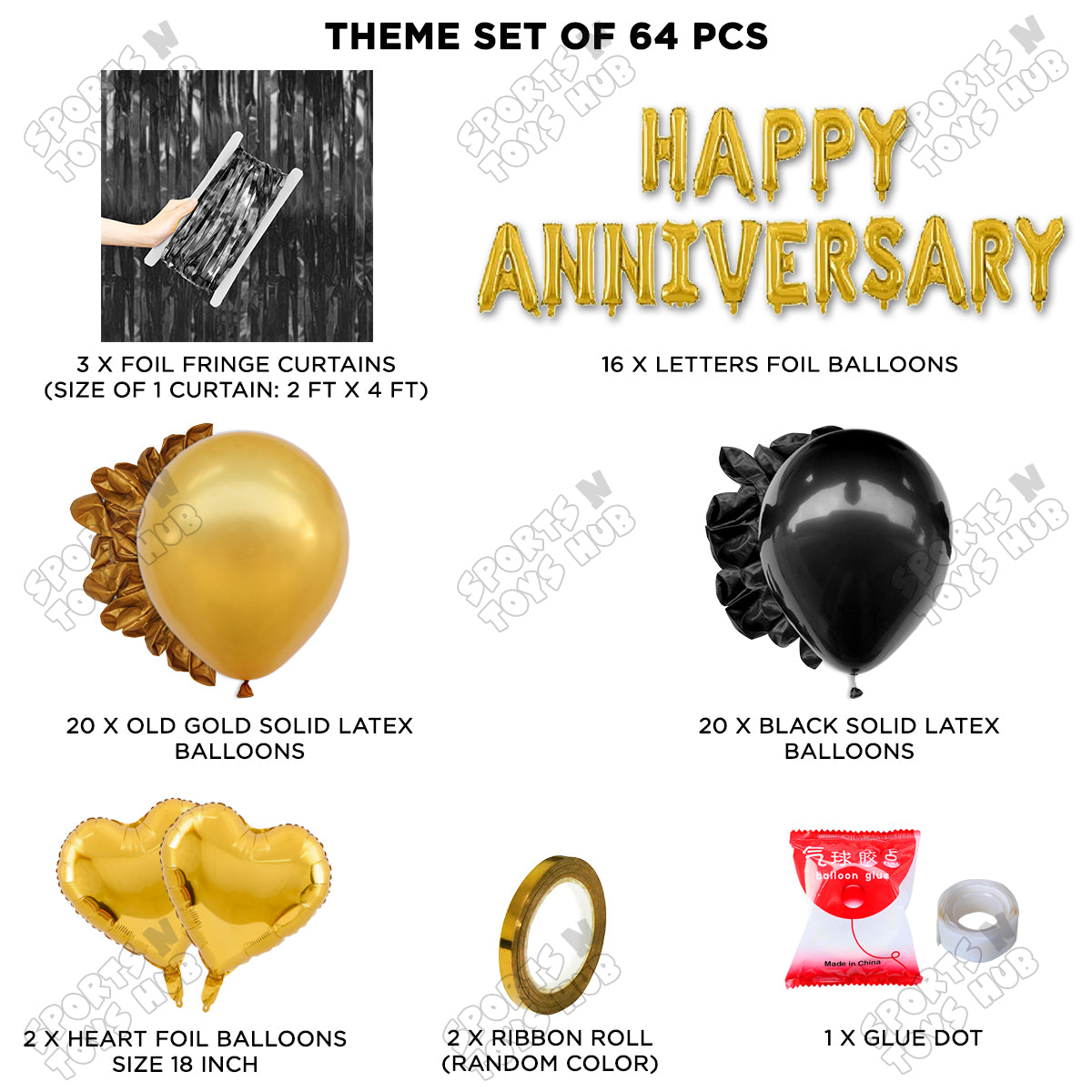 Happy Anniversary Gold Foil Letter Curtain Theme Collection