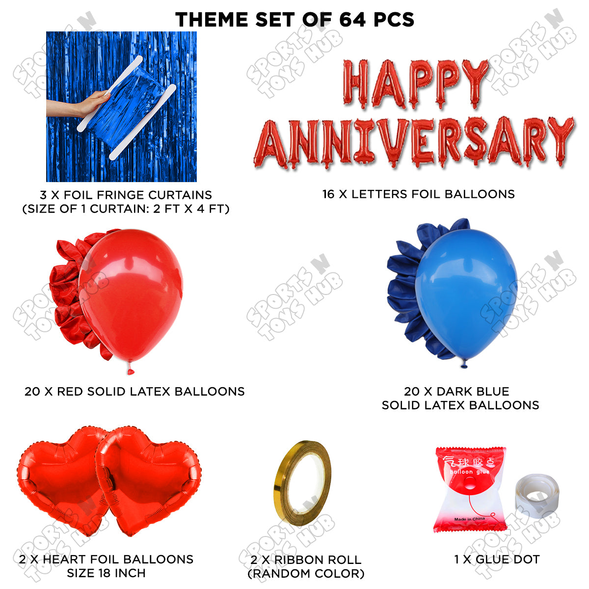 Happy Anniversary Red Foil Letter Curtain Theme Collection