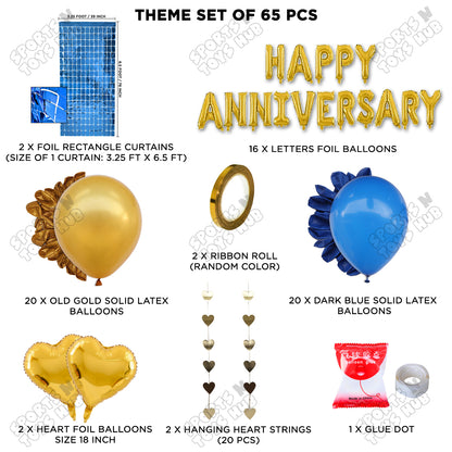 Happy Anniversary Gold Foil Letter Rectangle Curtain Theme Collection