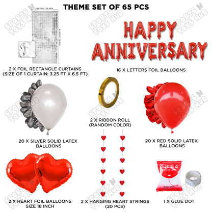 Happy Anniversary Red Foil Letter Rectangle Curtain Theme Collection