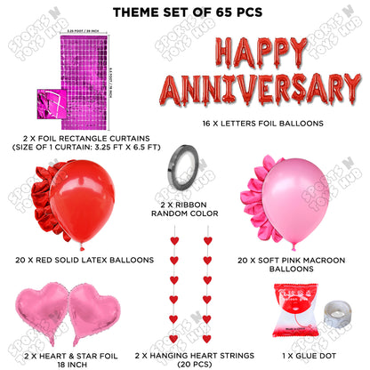 Happy Anniversary Red Foil Letter Rectangle Curtain Theme Collection