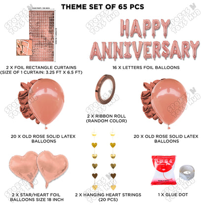 Happy Anniversary RoseGold Foil Letter Rectangle Curtain Theme Collection