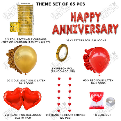 Happy Anniversary Red Foil Letter Rectangle Curtain Theme Collection