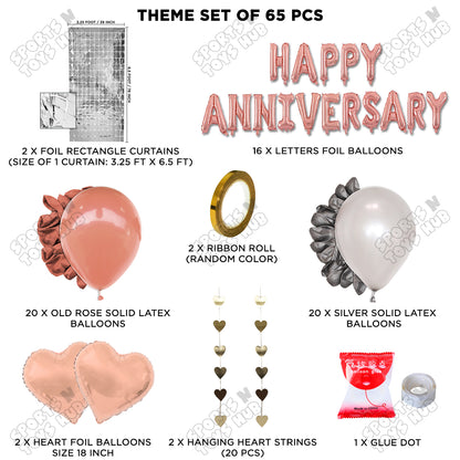 Happy Anniversary RoseGold Foil Letter Rectangle Curtain Theme Collection