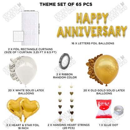 Happy Anniversary Gold Foil Letter Rectangle Curtain Theme Collection