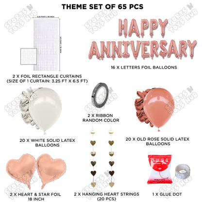 Happy Anniversary RoseGold Foil Letter Rectangle Curtain Theme Collection