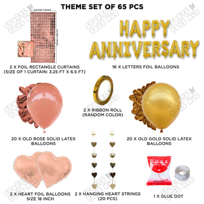 Happy Anniversary Gold Foil Letter Rectangle Curtain Theme Collection