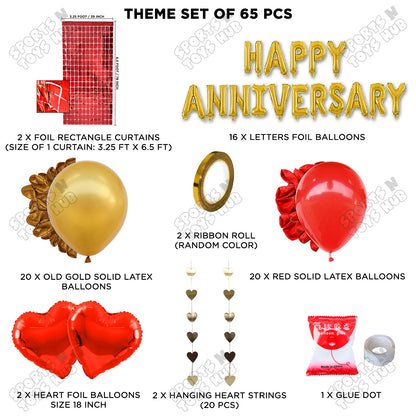 Happy Anniversary Gold Foil Letter Rectangle Curtain Theme Collection
