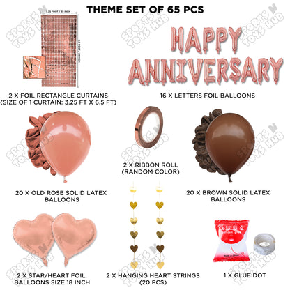 Happy Anniversary Rose Gold Vintage Foil Letter Rectangle Curtain Theme Collection