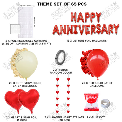Happy Anniversary Red Foil Letter Rectangle Curtain Theme Collection