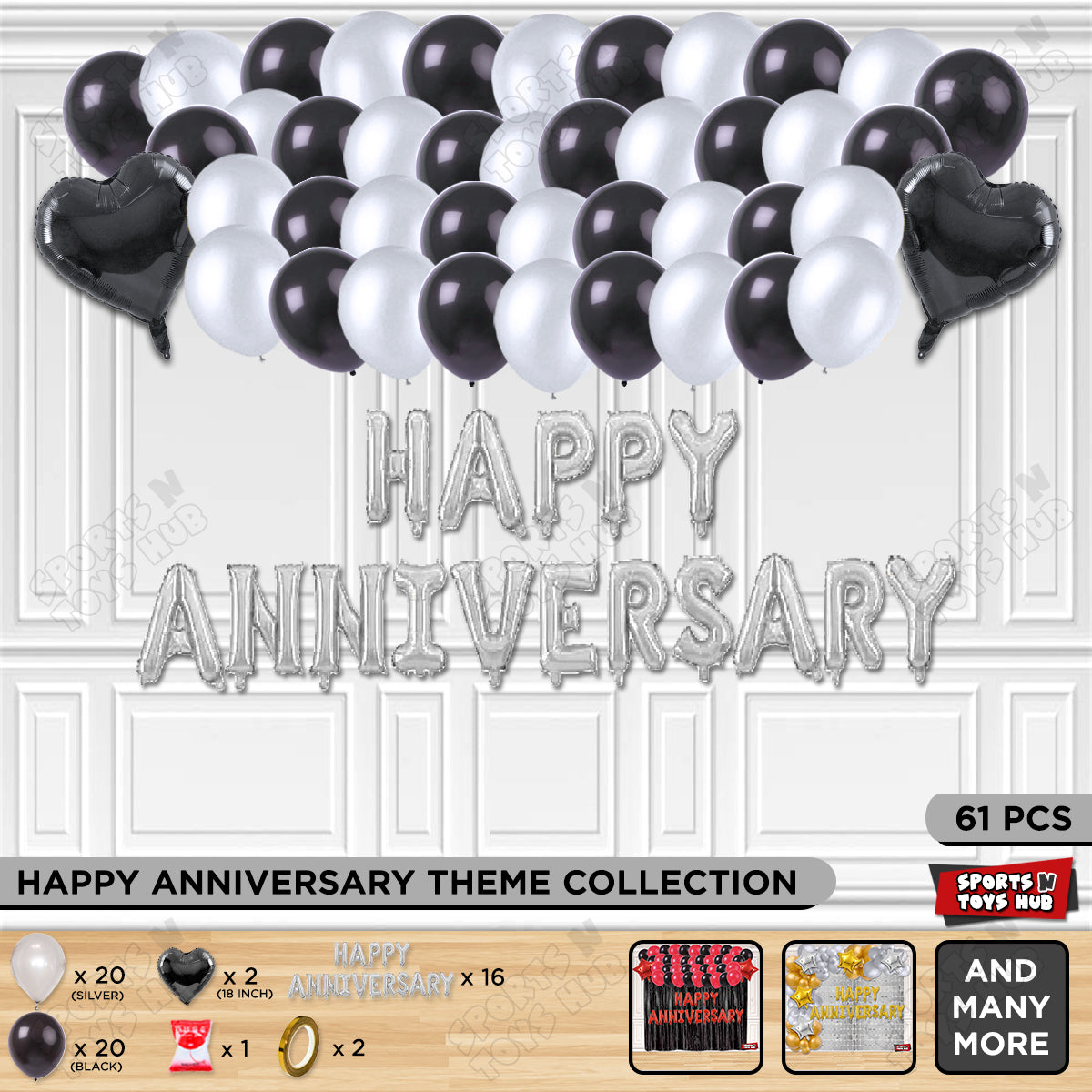 Happy Anniversary Silver Foil Letter Garland Theme Collection