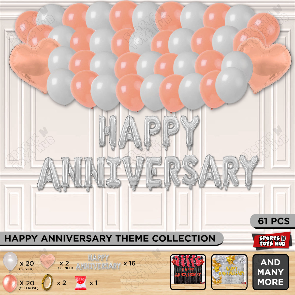 Happy Anniversary Silver Foil Letter Garland Theme Collection