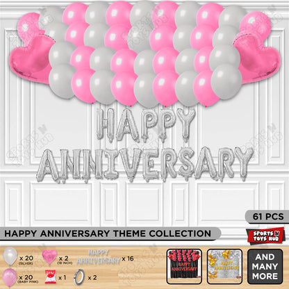Happy Anniversary Silver Foil Letter Garland Theme Collection