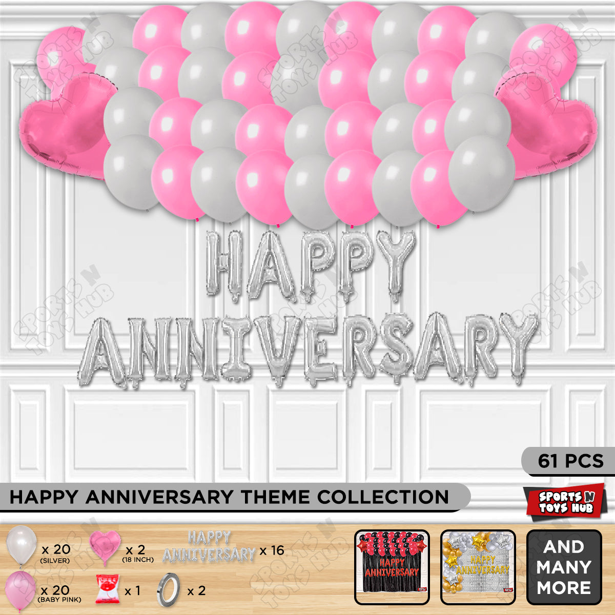 Happy Anniversary Silver Foil Letter Garland Theme Collection