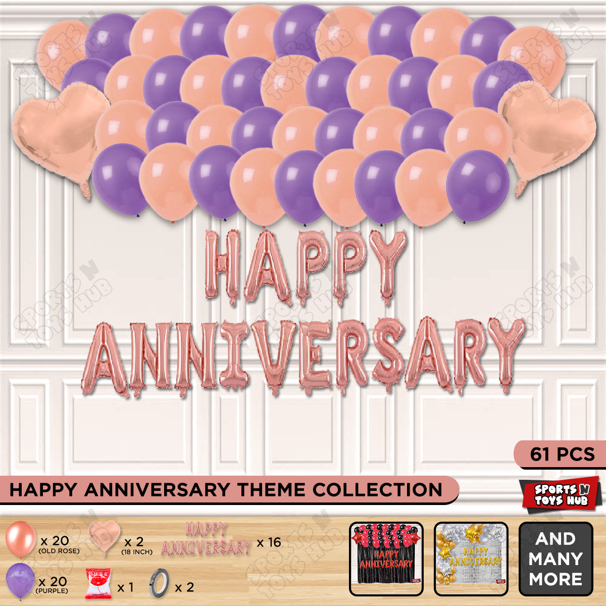 Happy Anniversary Rose Gold Vintage Foil Letter Garland Theme Collection