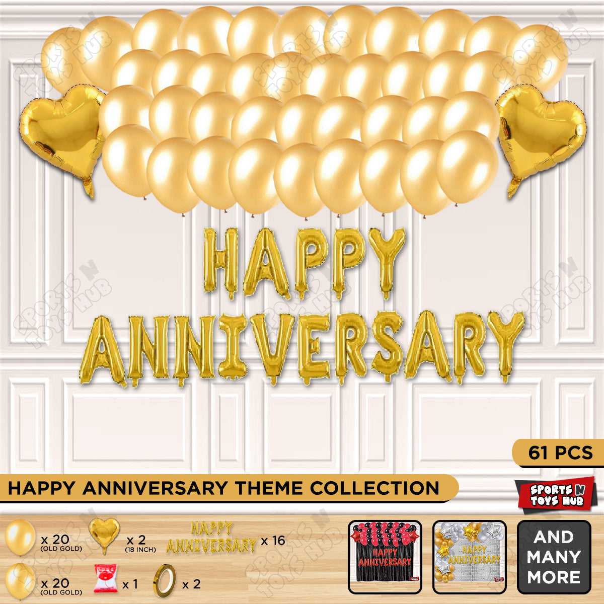 Happy Anniversary Gold Foil Letter Garland Theme Collection