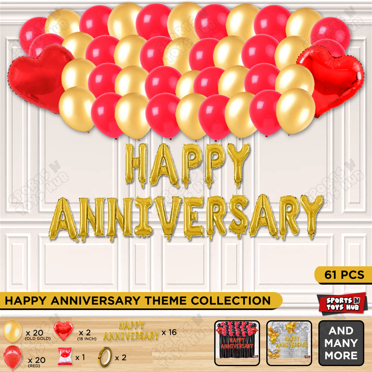 Happy Anniversary Gold Foil Letter Garland Theme Collection