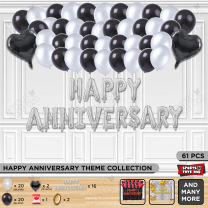 Happy Anniversary Silver Foil Letter Garland Theme Collection
