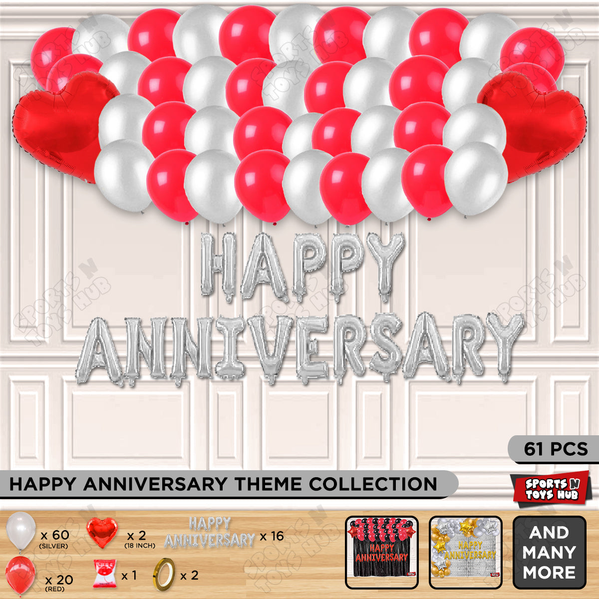Happy Anniversary Silver Foil Letter Garland Theme Collection