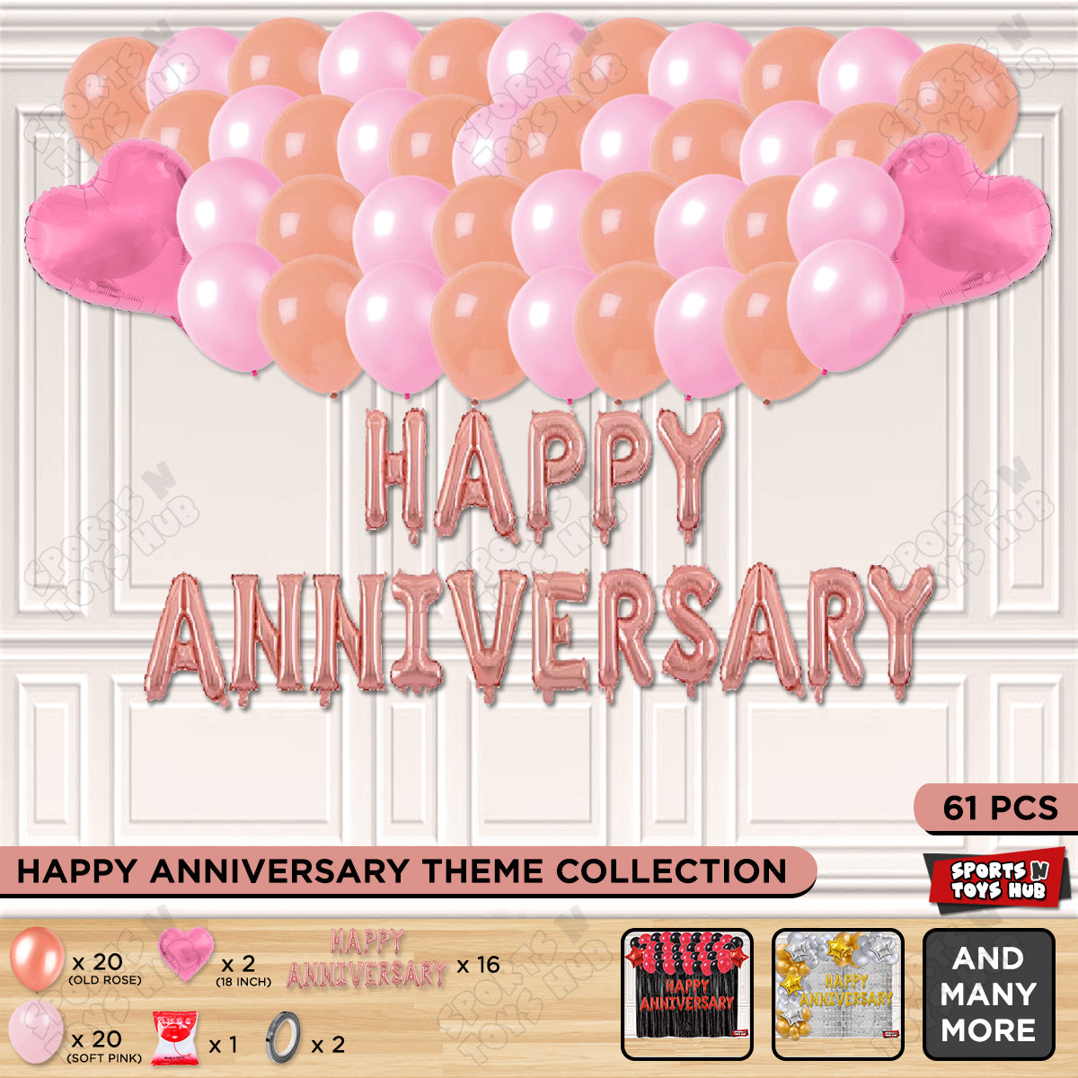 Happy Anniversary Rose Gold Vintage Foil Letter Garland Theme Collection
