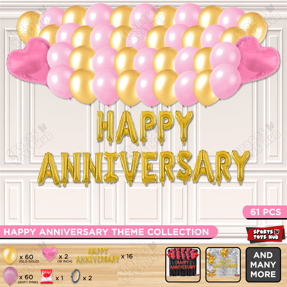 Happy Anniversary Gold Foil Letter Garland Theme Collection