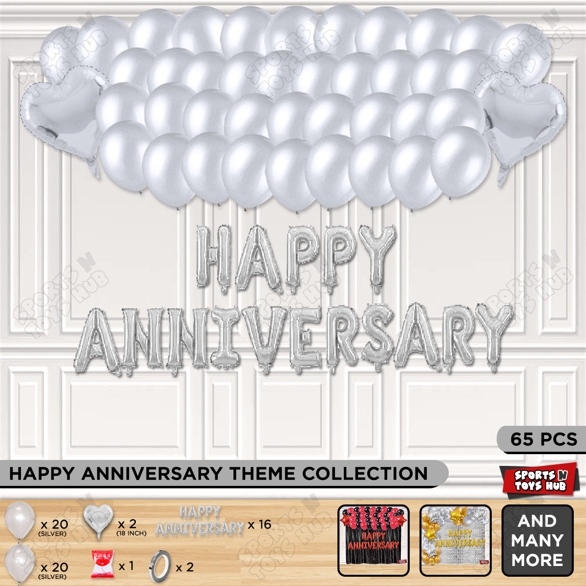 Happy Anniversary Silver Foil Letter Garland Theme Collection