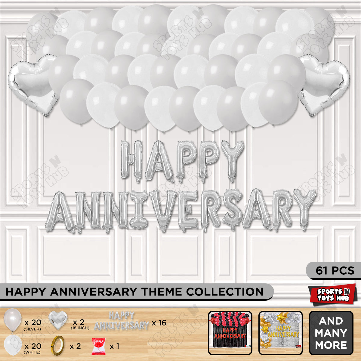 Happy Anniversary Silver Foil Letter Garland Theme Collection