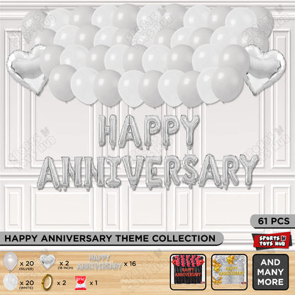 Happy Anniversary Silver Foil Letter Garland Theme Collection