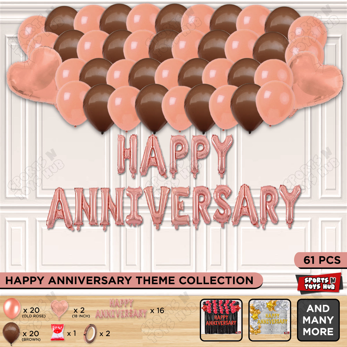 Happy Anniversary Rose Gold Vintage Foil Letter Garland Theme Collection