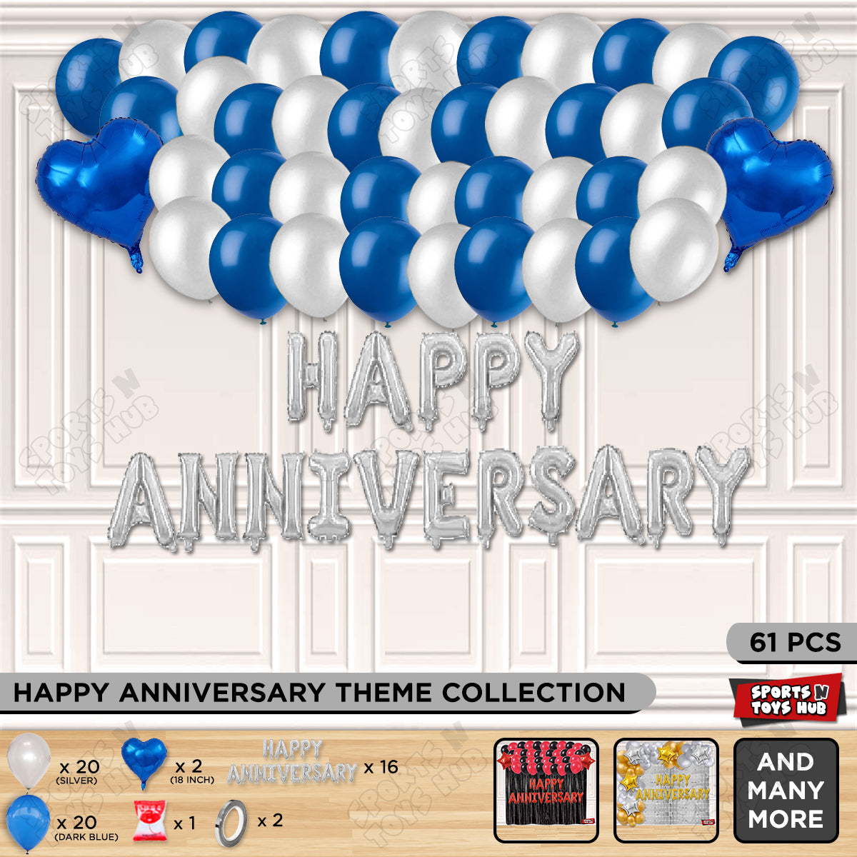 Happy Anniversary Silver Foil Letter Garland Theme Collection