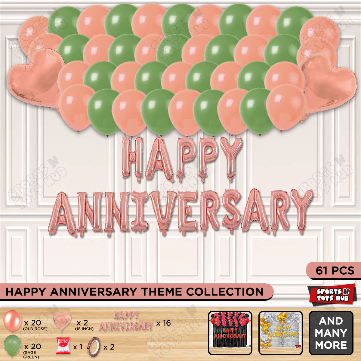 Happy Anniversary Rose Gold Vintage Foil Letter Garland Theme Collection