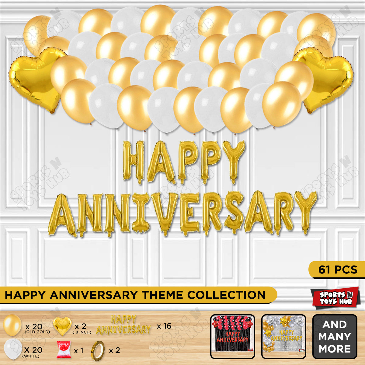 Happy Anniversary Gold Foil Letter Garland Theme Collection